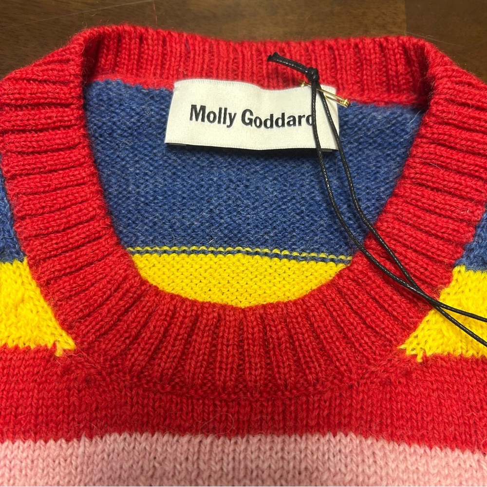 NWT Molly Goddard Blair Striped Wool Sweater Vest Size in Red Pink Blue Green XS - Picture 7 of 13